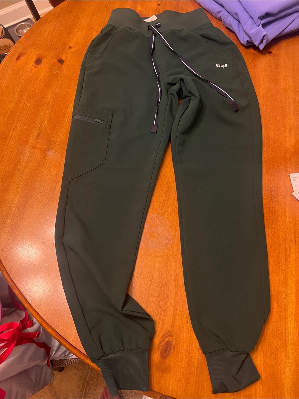 Figs Dark Green Women's Cargo Joggers with Drawstring Waist - Picture 1 of 4
